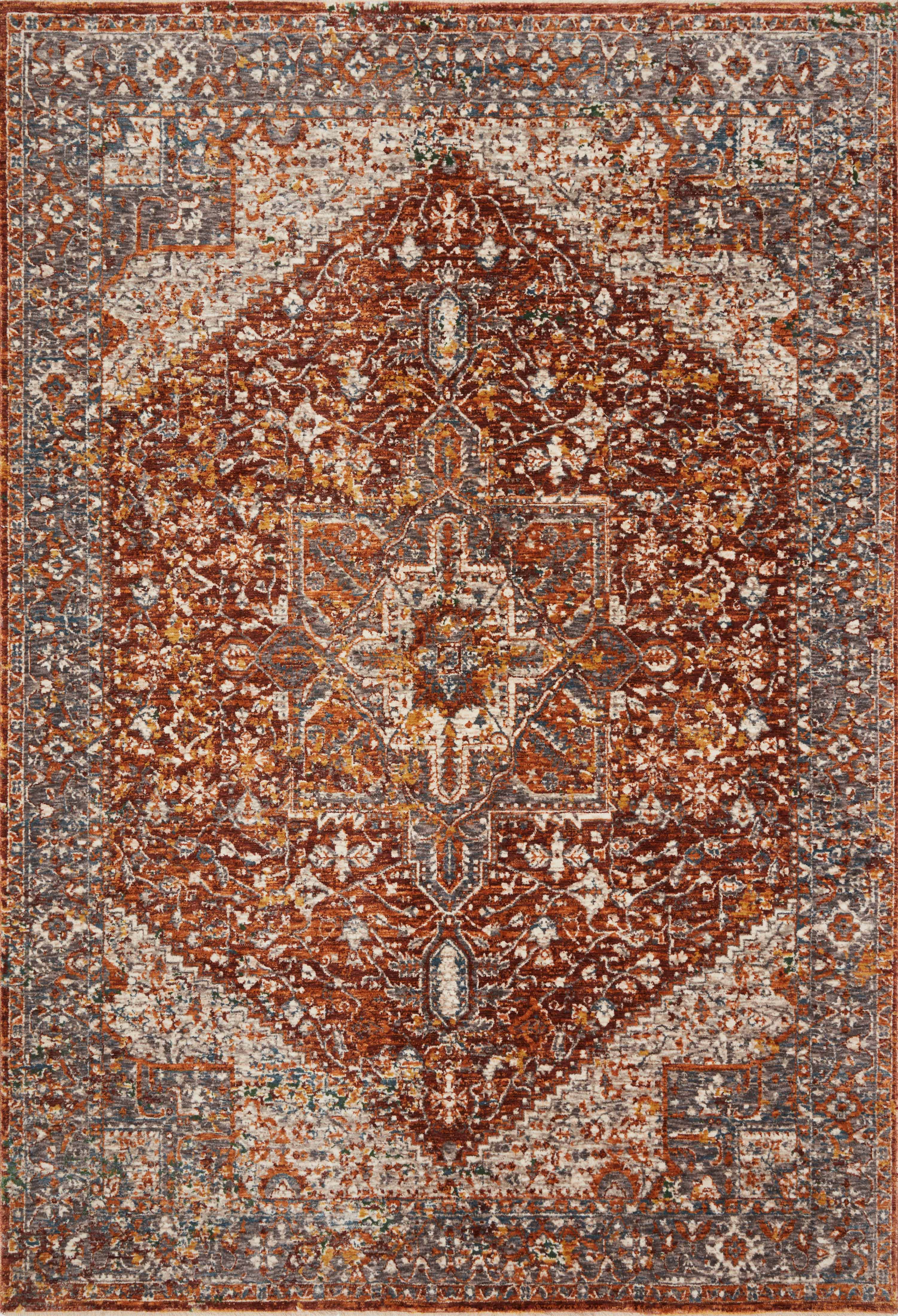 Loloi Rugs Lourdes Collection Rug in Rust, Multi - 7.8 x 10 feet
