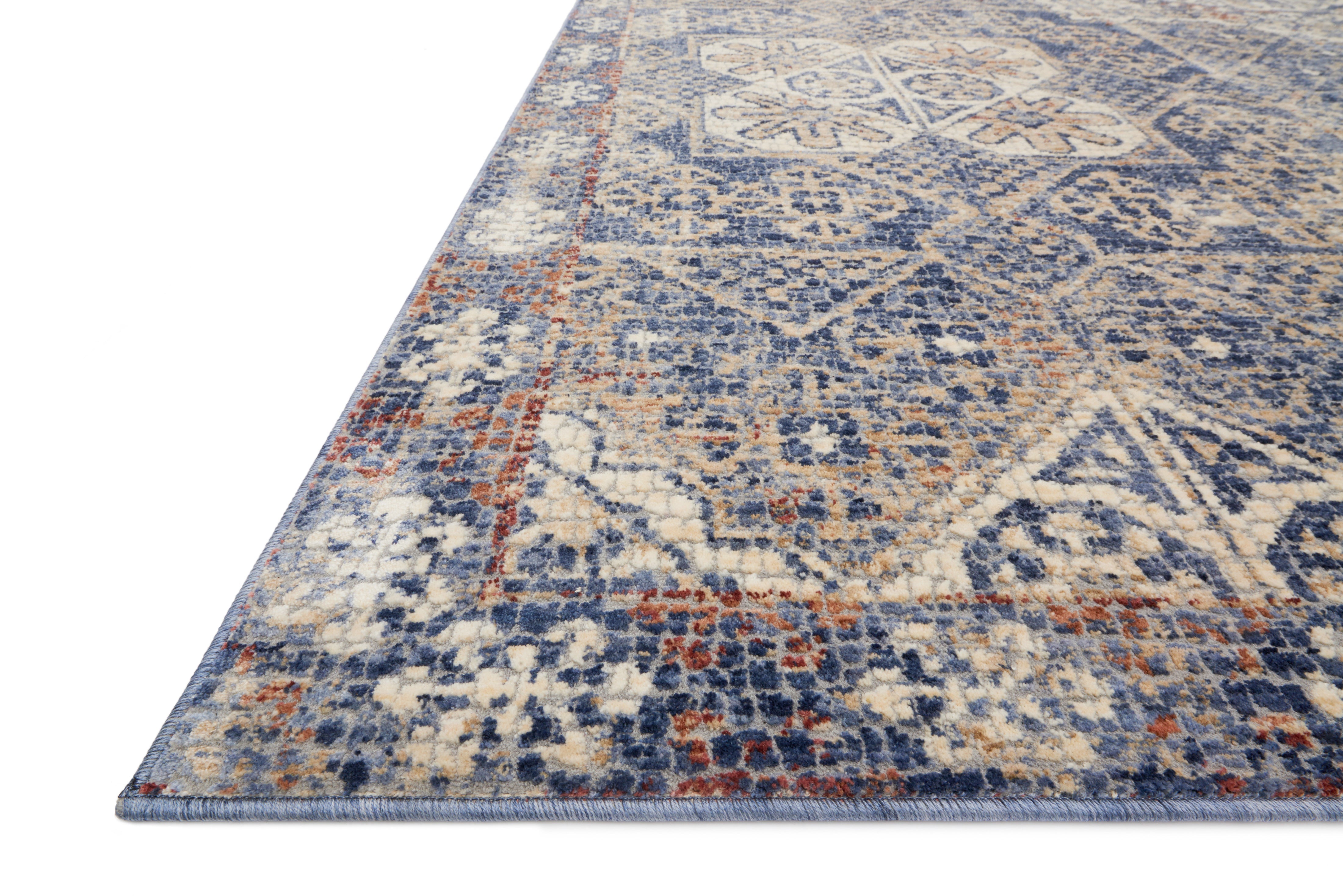 Loloi Rugs Porcia Collection Rug in Blue, Blue - 6.6 x 9.3 feet