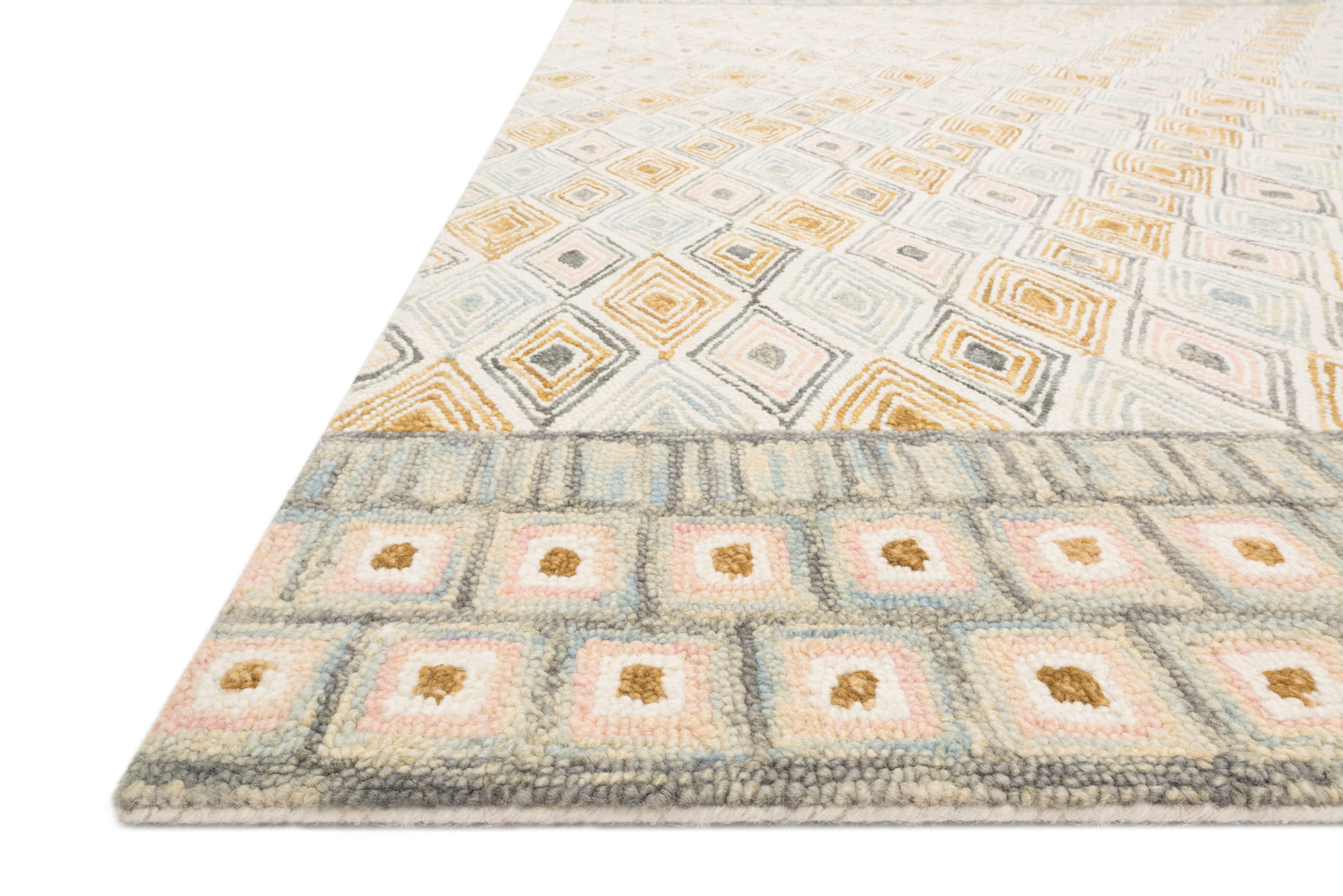 Loloi Rugs Priti Collection Rug in Mist, Gold - 7.8 x 7.8 feet
