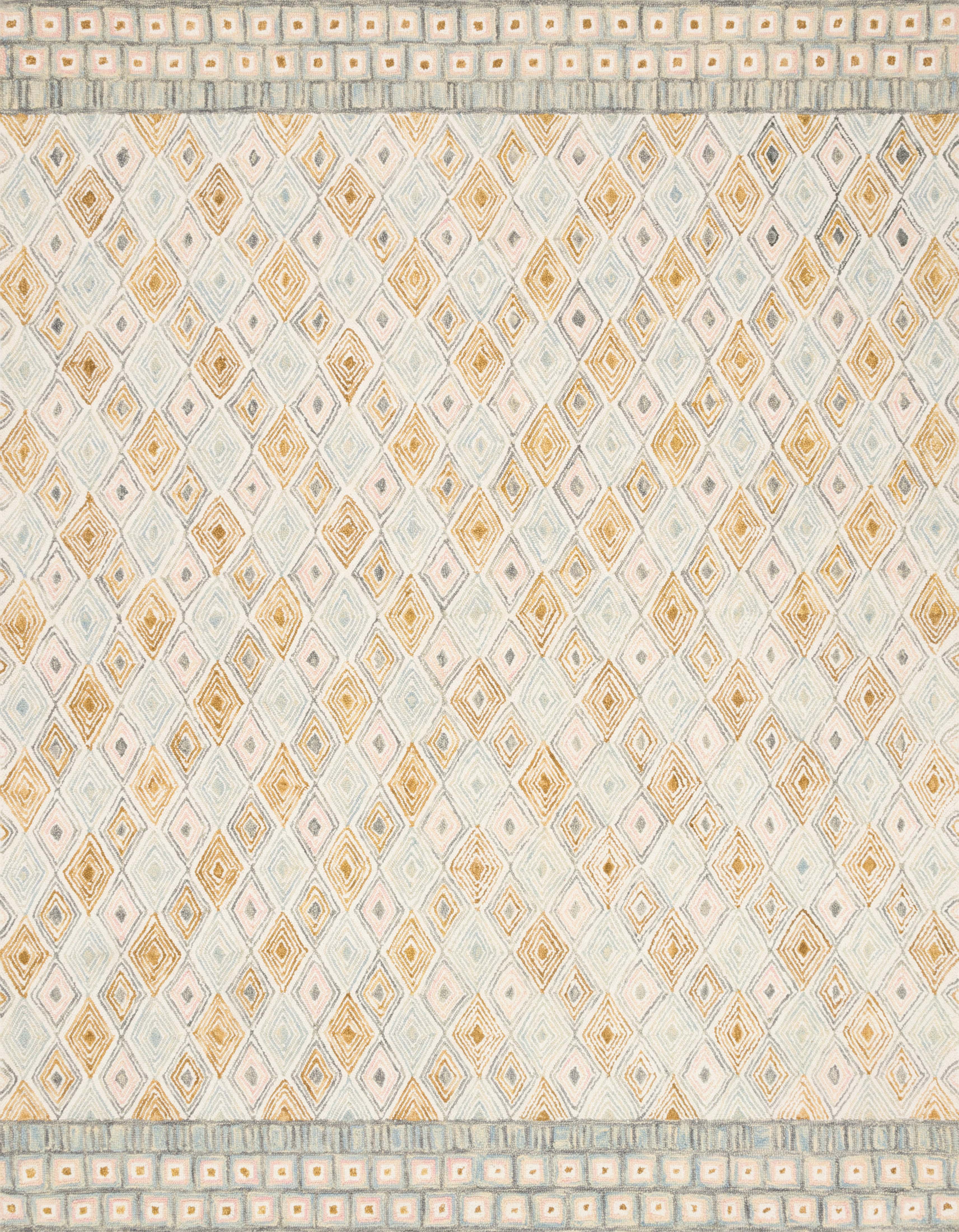 Loloi Rugs Priti Collection Rug in Mist, Gold - 7.8 x 7.8 feet