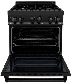 ZLINE 30 in. Kitchen Package with Black Stainless Steel Gas Range, Convertible Vent Range Hood and Microwave Drawer, 3KP-RGBRH30-MW