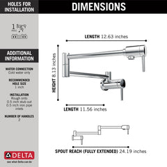 Delta Contemporary Pot Filler in Chrome, 1165LF