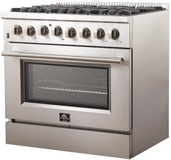 Forno Appliance Package- 36 Inch Dual Fuel Range, Wall Mount Range Hood, AP-FFSGS6156-36