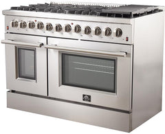 Forno Appliace Package - 48 Inch Dual Fuel Range, Wall Mount Range Hood, Refrigerator, Microwave Drawer, Dishwasher, AP-FFSGS6156-48-8