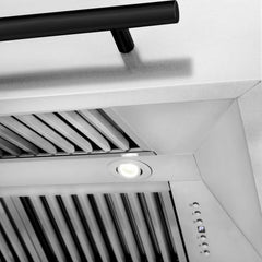 ZLINE Autograph 36 Inch DuraSnow® Stainless Steel Range Hood with Matte Black Handle, 8654SNZ-36-MB