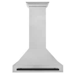 ZLINE Autograph 36 Inch DuraSnow® Stainless Steel Range Hood with Matte Black Handle, 8654SNZ-36-MB