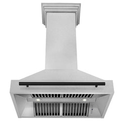 ZLINE Autograph 36 Inch DuraSnow® Stainless Steel Range Hood with Matte Black Handle, 8654SNZ-36-MB