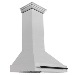 ZLINE Autograph 36 Inch DuraSnow® Stainless Steel Range Hood with Matte Black Handle, 8654SNZ-36-MB