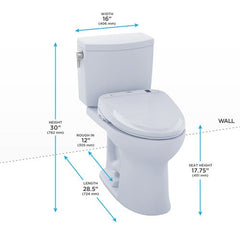 Toto Drake II 1.0 GPF Elongated Two Piece Toilet S300e, MW454574CUFG#01
