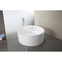 Vanity Art Troyes 59 in. Acrylic Flatbottom Freestanding Bathtub in White, VA6810