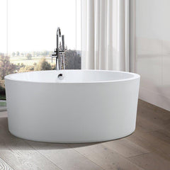 Vanity Art Troyes 59 in. Acrylic Flatbottom Freestanding Bathtub in White, VA6810