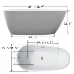 Vanity Art 59 in. x 30 in. Freestanding Soaking Bathtub, VA6515