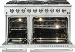 Forno Appliance Package - 48 Inch Gas Range, Range Hood, Refrigerator, Microwave Drawer, Dishwasher, Wine Cooler, AP-FFSGS6244-48-9