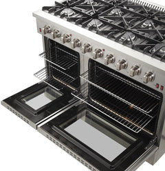 Forno Appliance Package - 48 Inch Gas Range, Wall Mount Range Hood, Microwave Drawer, AP-FFSGS6244-48-3