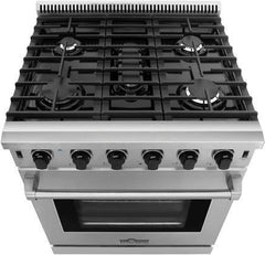 Thor Kitchen Package - 30 In. Gas Range, Range Hood, Microwave Drawer, Refrigerator, Dishwasher, AP-LRG3001U-W-5