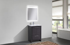 KubeBath Dolce 24 in. Modern Bathroom Vanity with White Quartz Counter Top - Gray Oak, AD624WB