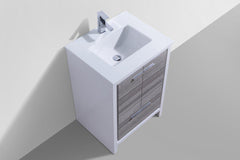 KubeBath Dolce 24 in. Modern Bathroom Vanity with Quartz Counter Top - Ash Gray