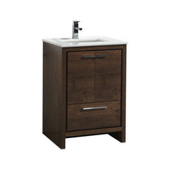 KubeBath Dolce 24 in. Modern Bathroom Vanity with White Quartz Counter Top - Rose Wood, AD624RW