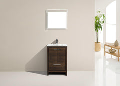 KubeBath Dolce 24 in. Modern Bathroom Vanity with White Quartz Counter Top - Rose Wood, AD624RW