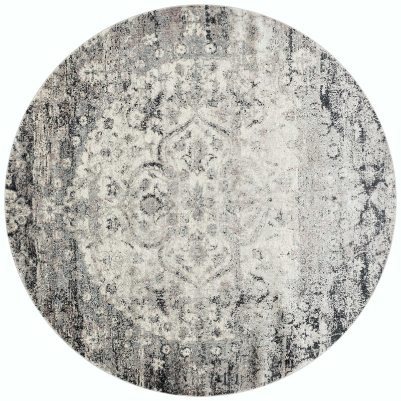 Loloi Rugs Anastasia Collection Rug in Ink, Ivory - 7.8 x 7.8 feet