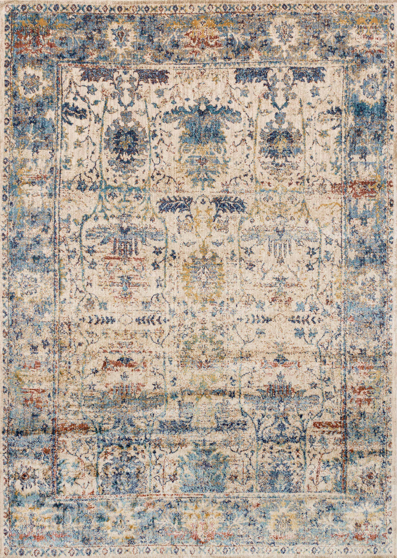 Loloi Rugs Anastasia Collection Rug in Sand, Lt. Blue - 7.8 x 7.8 feet