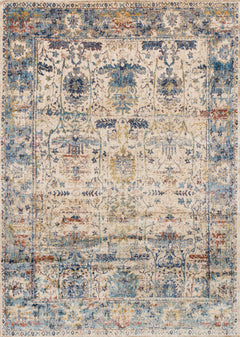 Loloi Rugs Anastasia Collection Rug in Sand, Lt. Blue - 7.8 x 10.8 feet