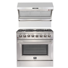 Forno Appliance Package- 36 Inch Dual Fuel Range, Wall Mount Range Hood, AP-FFSGS6156-36