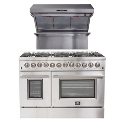 Forno Appliance Package- 48 Inch Dual Fuel Range, Wall Mount Range Hood, AP-FFSGS6156-48