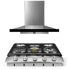 Fotile Appliance Package 30 In. Cooktop and 36 In. Wall Mount Range Hood in Stainless Steel, 900CFM, AP-GLS30501-8