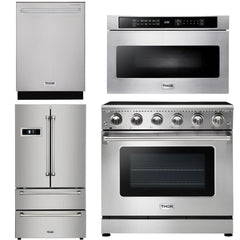 Thor Kitchen Appliance Package - 36 in. Electric Range, Microwave Drawer, Refrigerator, Dishwasher, AP-HRE3601-6