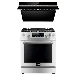 Fotile Appliance Package 30 In. Gas Range and 30 In. Black Range Hood with Touch Buttons, 1,000 CFM, AP-RLS30506-2