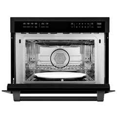 ZLINE Kitchen Package Black Stainless Steel 24 in. Built-in Convection Microwave Oven and 30 in. Single Wall Oven with Self Clean, 2KP-MW24-AWS30BS