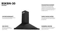 ZLINE 30 in. Kitchen Package with Black Stainless Steel Dual Fuel Range, Convertible Vent Range Hood and Microwave Drawer, 3KP-RABRH30-MW