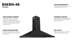 ZLINE Appliance Package - 48 in. Gas Range, Range Hood, Dishwasher in Black, 3KP-RGBRH48-DW