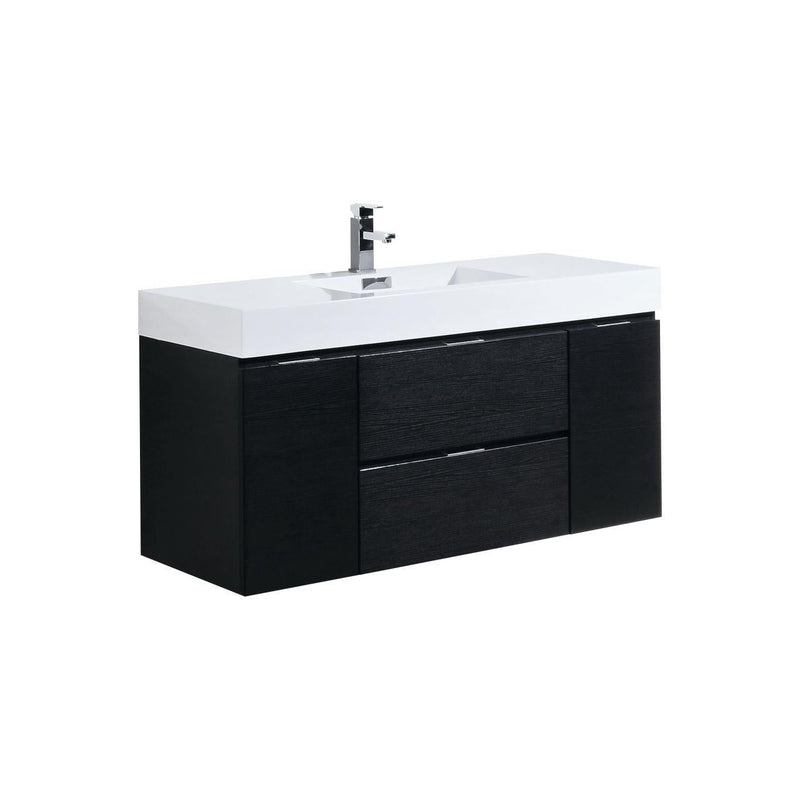 Bliss 48 in. Wall Mount Modern Bathroom Vanity - Black