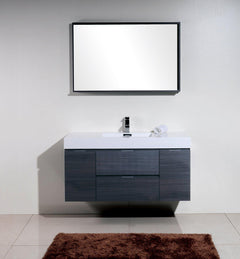 Bliss 48 in. Wall Mount Modern Bathroom Vanity - Gray Oak