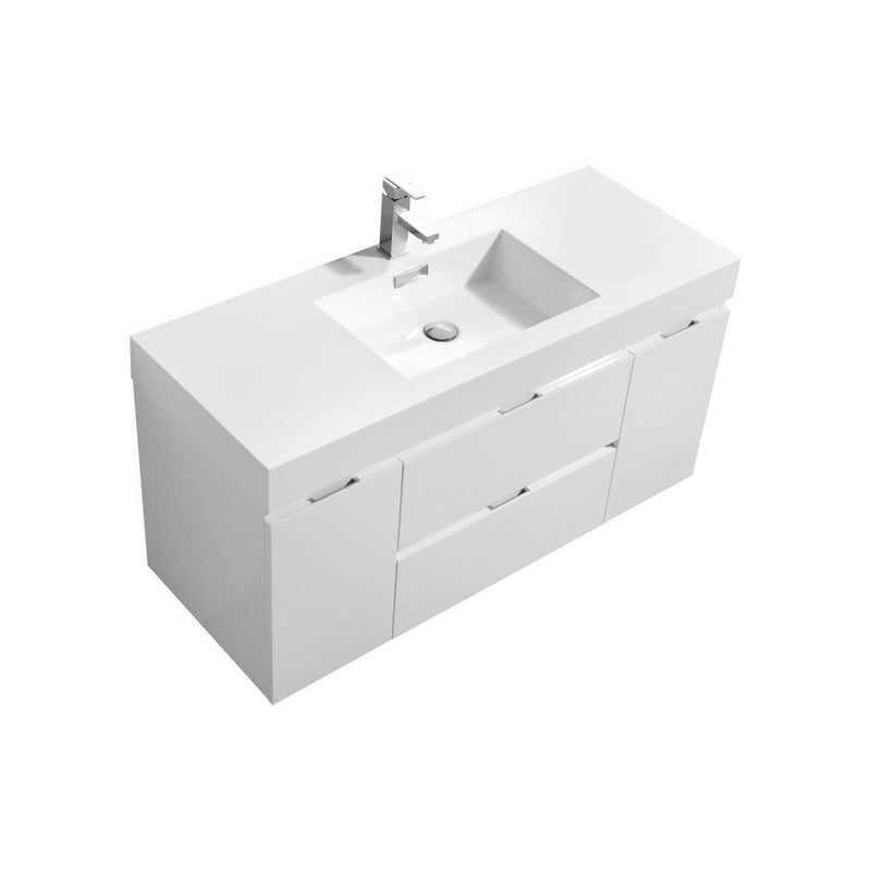 Bliss 48 in. Wall Mount Modern Bathroom Vanity - High Gloss White