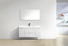 Bliss 48 in. Wall Mount Modern Bathroom Vanity - High Gloss White