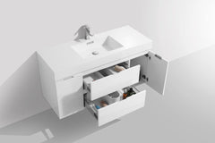 Bliss 48 in. Wall Mount Modern Bathroom Vanity - High Gloss White