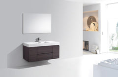 Bliss 48 in. Wall Mount Modern Bathroom Vanity - High Gloss Gray Oak