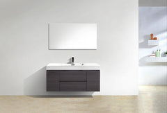 Bliss 48 in. Wall Mount Modern Bathroom Vanity - High Gloss Gray Oak