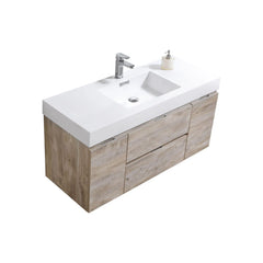 Bliss 48 in. Wall Mount Modern Bathroom Vanity - Nature Wood