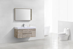 Bliss 48 in. Wall Mount Modern Bathroom Vanity - Nature Wood