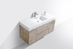 Bliss 48 in. Wall Mount Modern Bathroom Vanity - Nature Wood