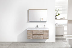 Bliss 48 in. Wall Mount Modern Bathroom Vanity - Nature Wood