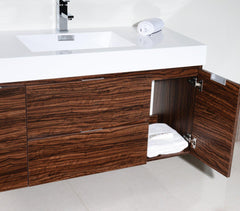 Bliss 48 in. Wall Mount Modern Bathroom Vanity - Walnut