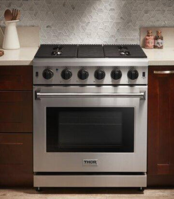 Thor Kitchen Package - 30 In. Propane Gas Range, Range Hood, Microwave Drawer, AP-LRG3001ULP-W-4