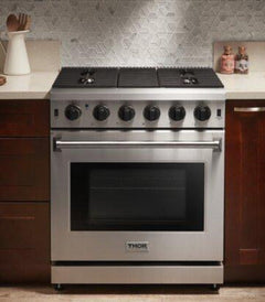 Thor Kitchen 30 in. Propane Gas Range, 36 in. Refrigerator with Water and Ice Dispenser, 24 in. Dishwasher, AP-LRG3001ULP-9