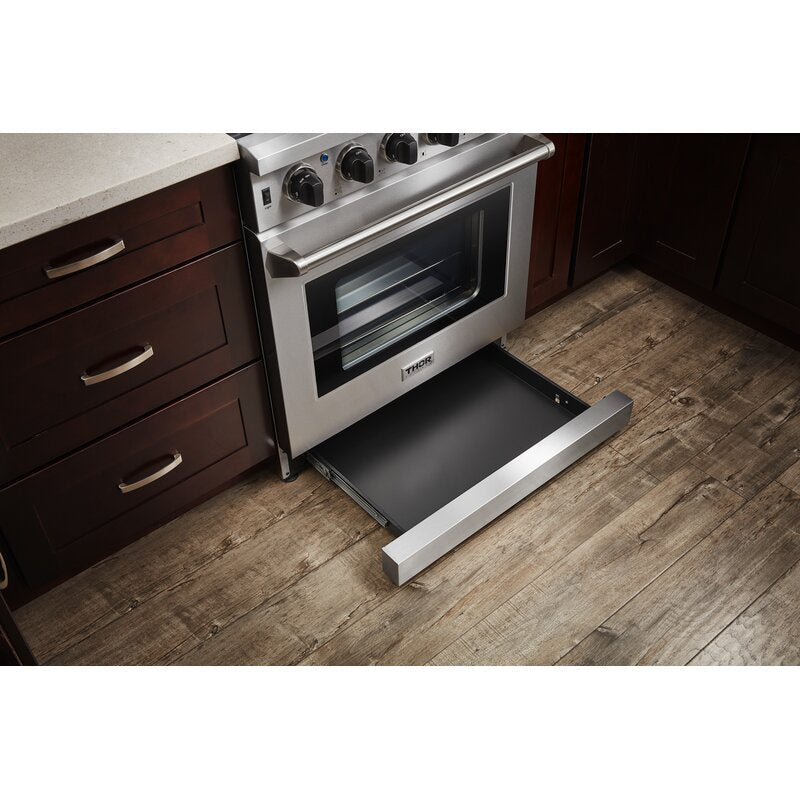 Thor Kitchen Package - 30 In. Propane Gas Range, Range Hood, Microwave Drawer, AP-LRG3001ULP-W-4