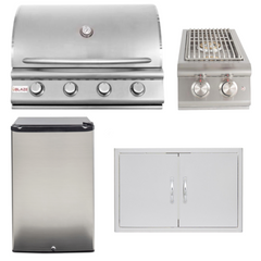 Blaze Outdoor Package - Prelude LBM 32 In. Natural Gas Grill, Side Burner, Refrigerator, Access Door, AP-BLZ-4LBM-NG-2